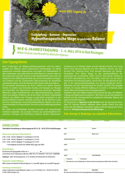 M.E.G JAHRESTAGUNG . 3.- 6. März 2016 in Bad Kissingen