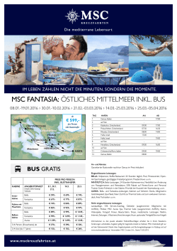 msc fantasia: östliches mittelmeer inkl. bus