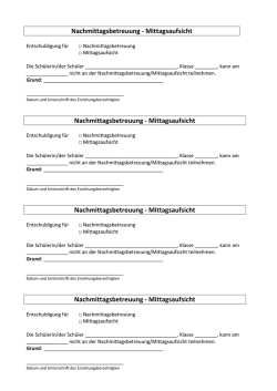 Entschuldigungsformular für NBT und MA
