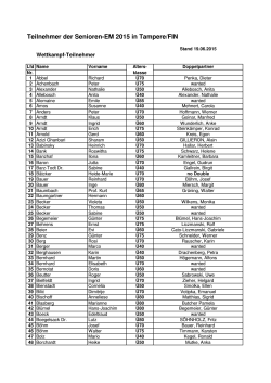 Teilnehmer der Senioren-EM 2015 in Tampere/FIN