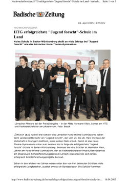 HTG erfolgreichste "Jugend forscht"-Schule im Land