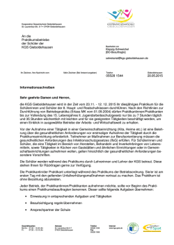 An die Praktikumsbetriebe der Schüler der KGS Gieboldehausen