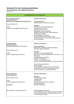 Schulamt f&uuml;r den Hochsauerlandkreis Schulfachlicher Dienstbereich