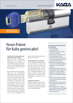 Neues Patent für Kaba gemini pluS