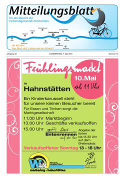 Jahrgang 42 DONNERSTAG, 7. Mai 2015 Nummer 19