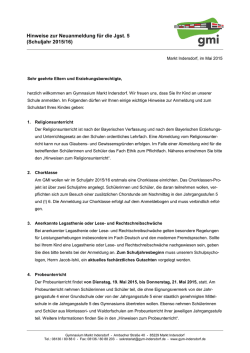 Hinweise zur Anmeldung - Gym