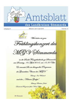 Jahrgang 23 Mittwoch, den 8. April 2015 Nummer 13