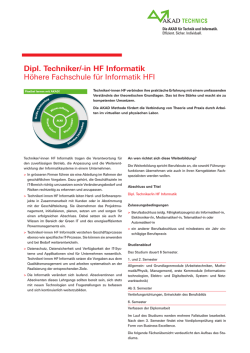 Dipl. Techniker/-in HF Informatik H&ouml;here Fachschule f&uuml;r