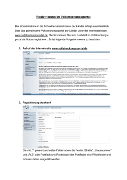 Registrierung im Vollstreckungsportal