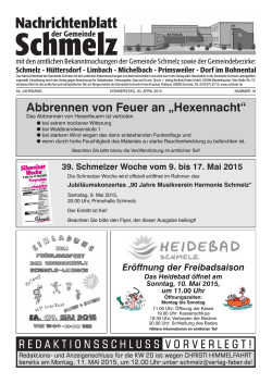 Ausgabe 18/2015 - Gemeinde Schmelz