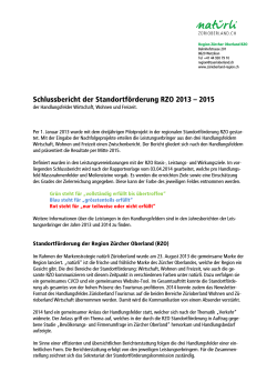 Schlussbericht RZO Standortförderung 2013-2015