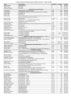 Telefonverzeichnis Fachdienst Jugend, Familie und