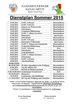 Dienstplan Sommer 2015 - Feuerwehr Hanau