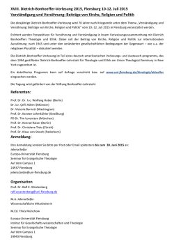Dietrich-Bonhoeffer-Vorlesung 2015