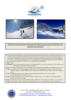 „Dolomiten Haute Route“ Phantastische Skidurchquerung der