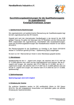 Durchführungsbestimmungen Kreisligaklasse 2015