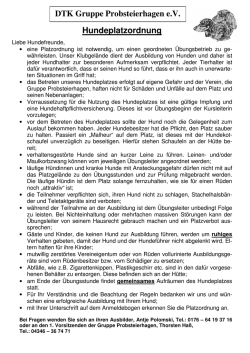 Hundeplatzordnung DTK Gruppe Probsteierhagen e.V.