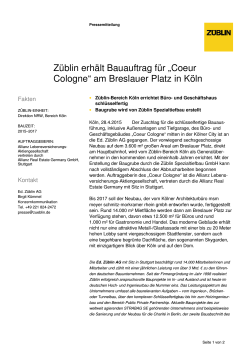 Züblin erhält Bauauftrag für „Coeur Cologne“ am Breslauer Platz in