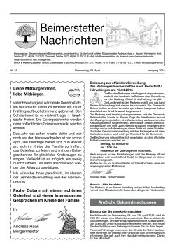 Mitteilungsblatt KW 14 - Gemeinde Beimerstetten