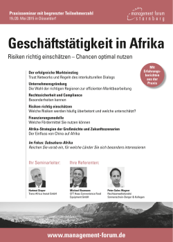 Geschäftstätigkeit in Afrika - Management Forum Starnberg GmbH