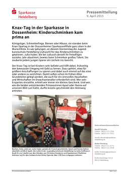 Knax-Tag in der Sparkasse in Dossenheim: Kinderschminken kam