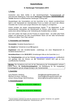 Ausschreibung 8. Hamburger Fairmasters 2015