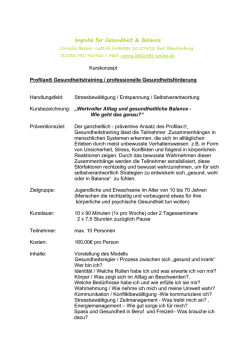 Impulse f&uuml;r Gesundheit & Balance Kurskonzept Profilax