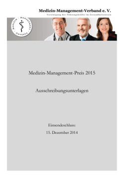 Medizin-Management-Preis 2015 Ausschreibungsunterlagen