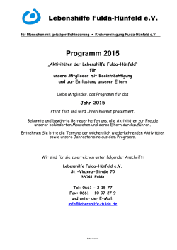 Programm 2015 - Lebenshilfe Fulda Hünfeld