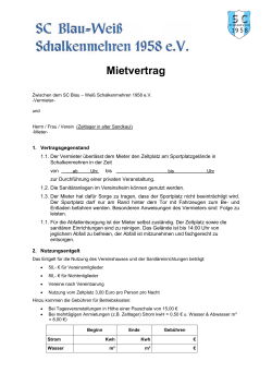 Mietvertrag Vereinsheim - SC Blau