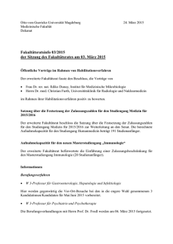 Fakultätsratsinfo 03/2015 der Sitzung des Fakultätsrates am 03