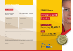 Anmeldung für Vorausscheidung Verkaufstalent Südtirol 2015