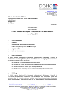 Gesetz zur Bekämpfung der Korruption im Gesundheitswesen