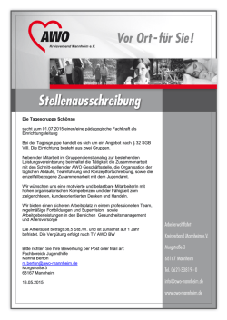 Die Tagesgruppe Sch&ouml;nau sucht p&auml;dagogische Fachkraft als