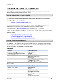 Checkliste Parameter f&uuml;r EconoMe 3.0