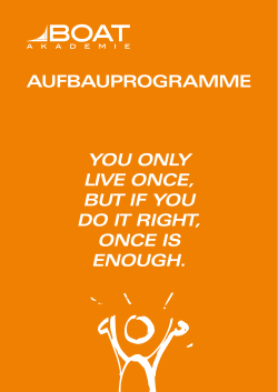 AUFBAUPROGRAMME YOU ONLY LIVE ONCE