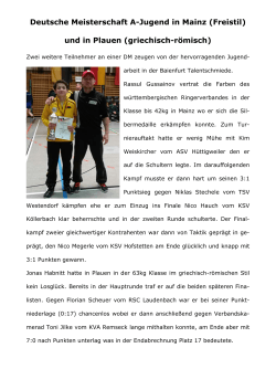 Deutsche Meisterschaft A-Jugend in Mainz (Freistil