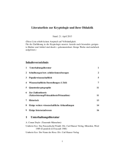 Literaturliste zur Kryptologie und ihrer Didaktik Inhaltsverzeichnis 1