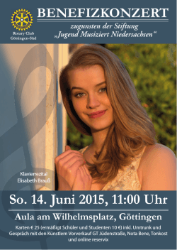 So. 14. Juni 2015, 11:00 Uhr - Stiftung Jugend musiziert