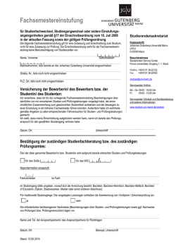 Fachsemestereinstufung - Studium an der JGU