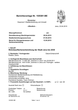 Wohnbaufl&auml;chenentwicklung der Stadt Jena bis 2030
