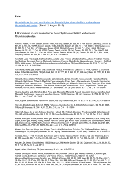 Liste Grundstücke einschließlich vorhandener Grundstückskonten