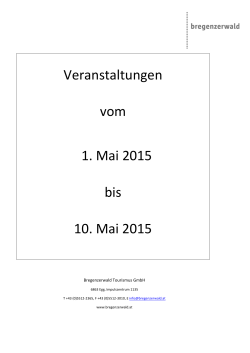 Veranstaltungen vom 1. Mai 2015 bis 10. Mai 2015