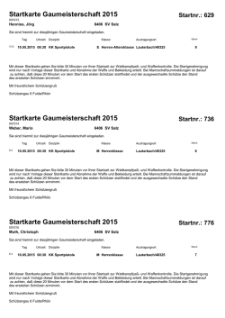 Startkarten - Schützengau 6 Fulda/Rhön