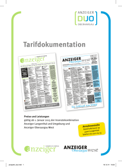 Tarifdokumentation - Anzeiger Langenthal und Umgebung