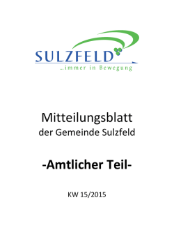 Mitteilungsblatt -Amtlicher Teil-