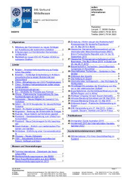 außen wirtschafts informationen awi 04/2015 Redaktion