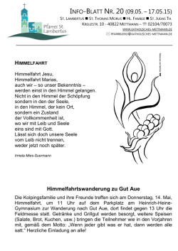 INFO-BLATT NR. 20 (09.05. &ndash; 17.05.15)