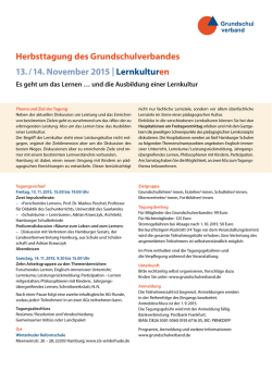 Herbsttagung des Grundschulverbandes 13. / 14. November 2015