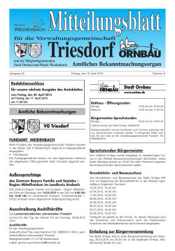 Mitteilungsblatt Nr. 8 vom 10.04.2015